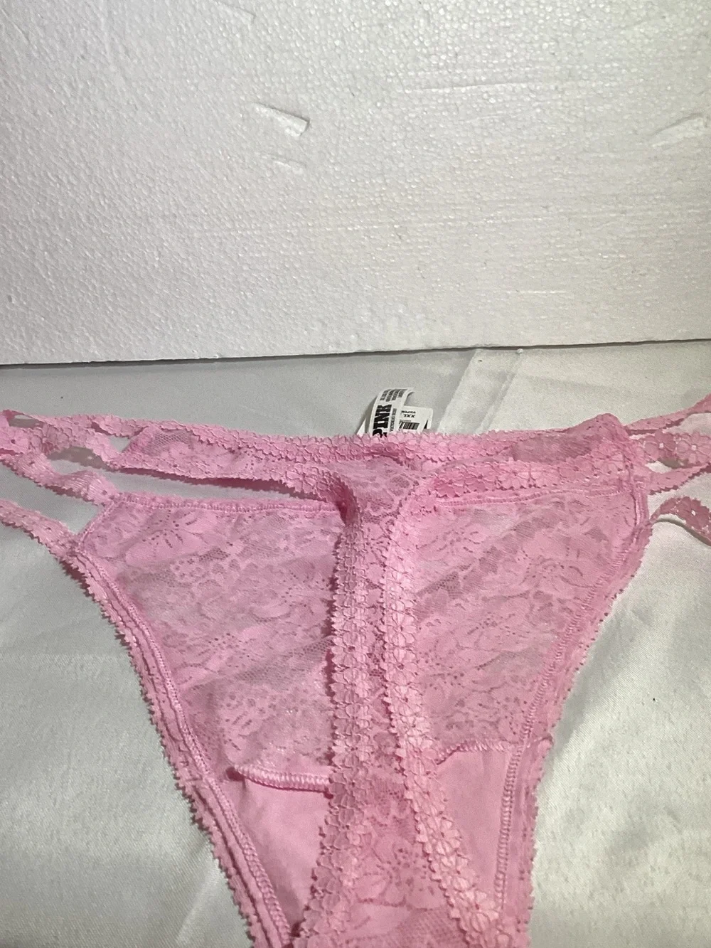 PINK Victoria's Secret Light Pink Lace Strappy Bikini Panty